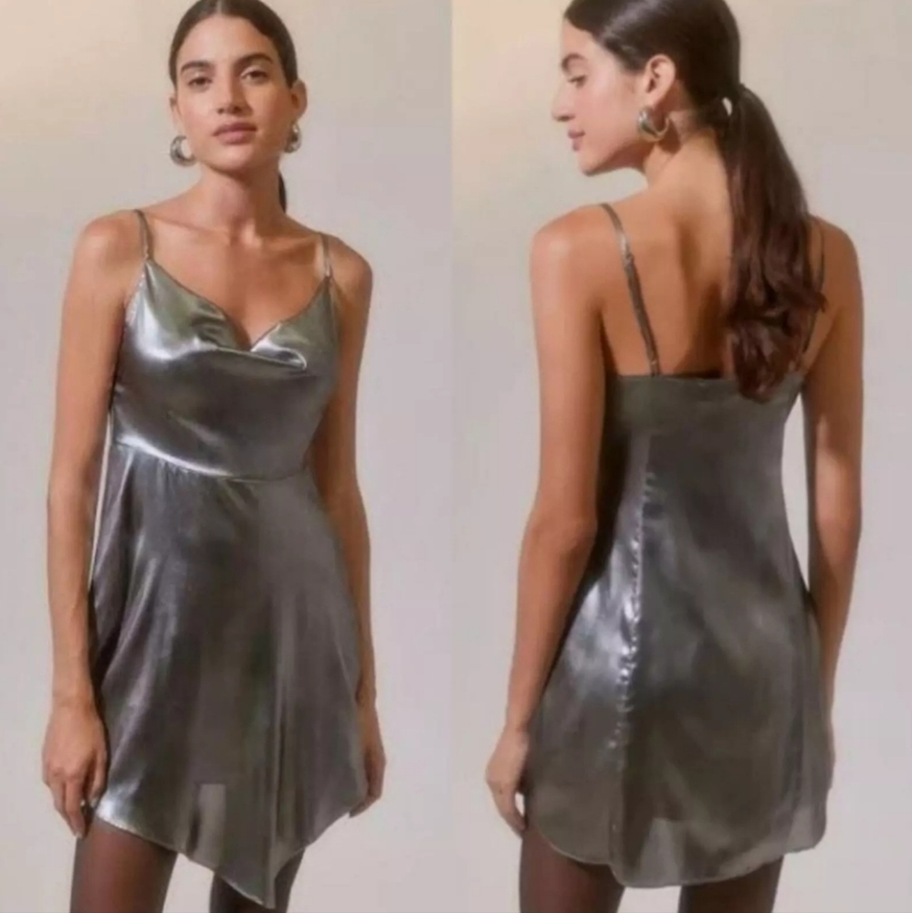 UO Silver Mini Slip Dress
